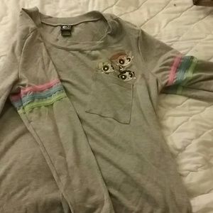 Gray power puff long sleeve shirt